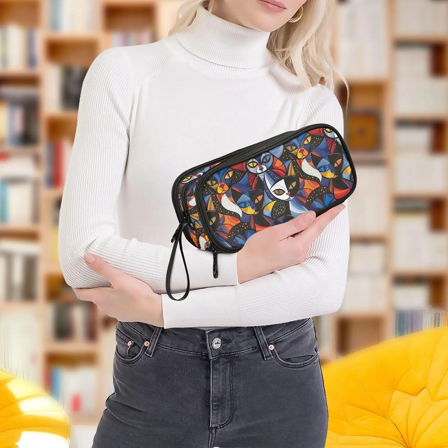 MNSRUU Big Pencil Pen Case, Pencil Bag Cats Nebula Aesthetic Pencil Case Organizer Markers Pencil Box Pencil Pouch for Girls Boys Adults