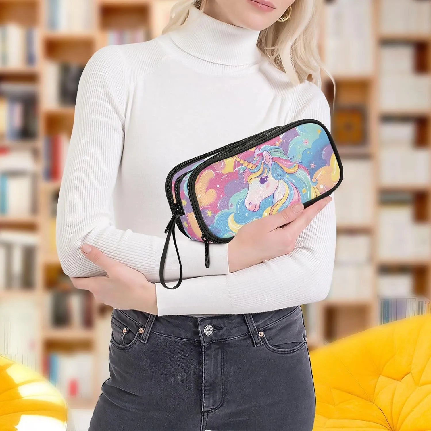 MNSRUU Big Pencil Pen Case, Pencil Bag Unicorn Charming Aesthetic Pencil Case Organizer Markers Pencil Box Pencil Pouch for Girls Boys Adults