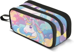 MNSRUU Big Pencil Pen Case, Pencil Bag Unicorn Charming Aesthetic Pencil Case Organizer Markers Pencil Box Pencil Pouch for Girls Boys Adults