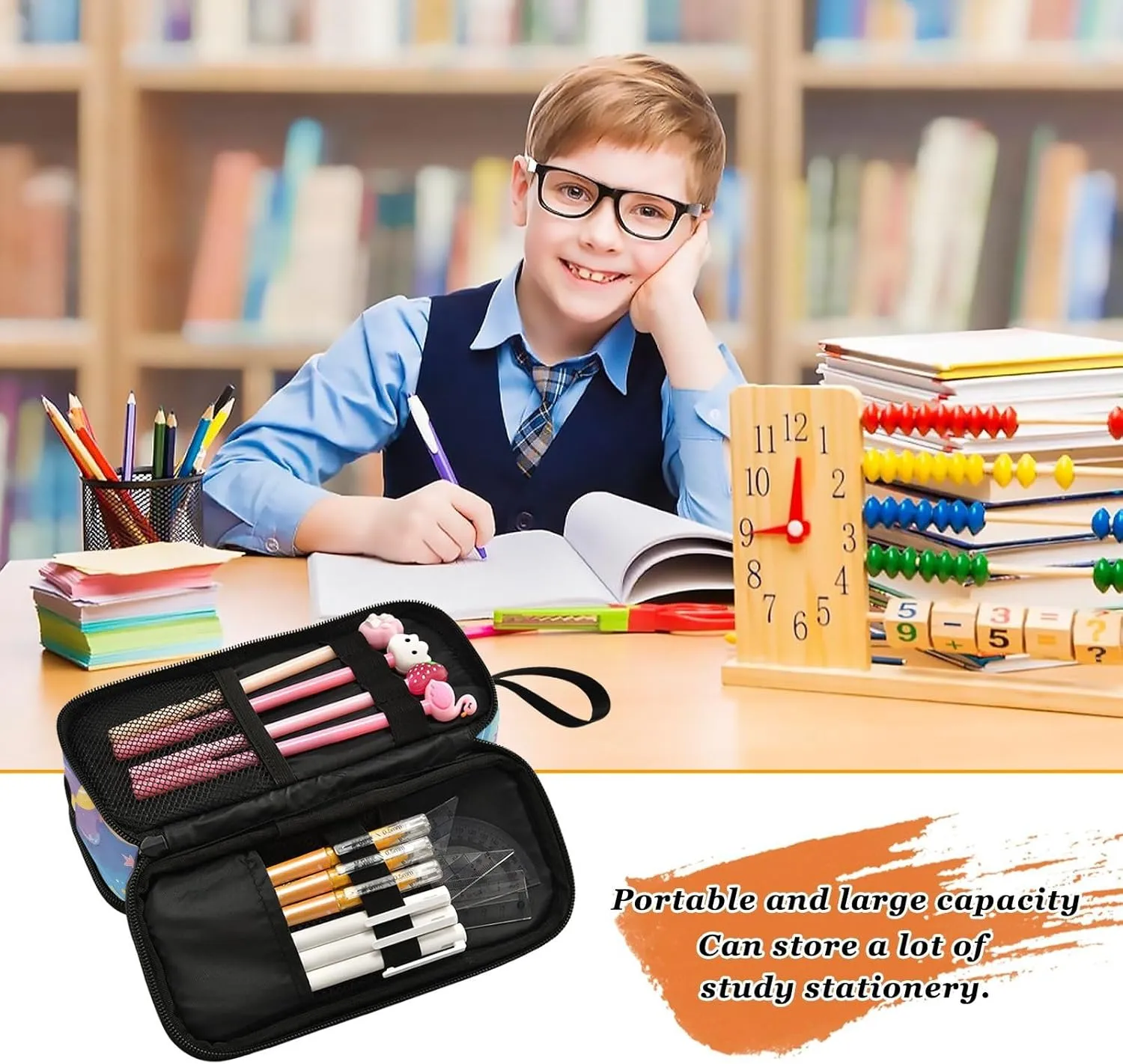 MNSRUU Big Pencil Pen Case, Pencil Bag Unicorn Charming Aesthetic Pencil Case Organizer Markers Pencil Box Pencil Pouch for Girls Boys Adults
