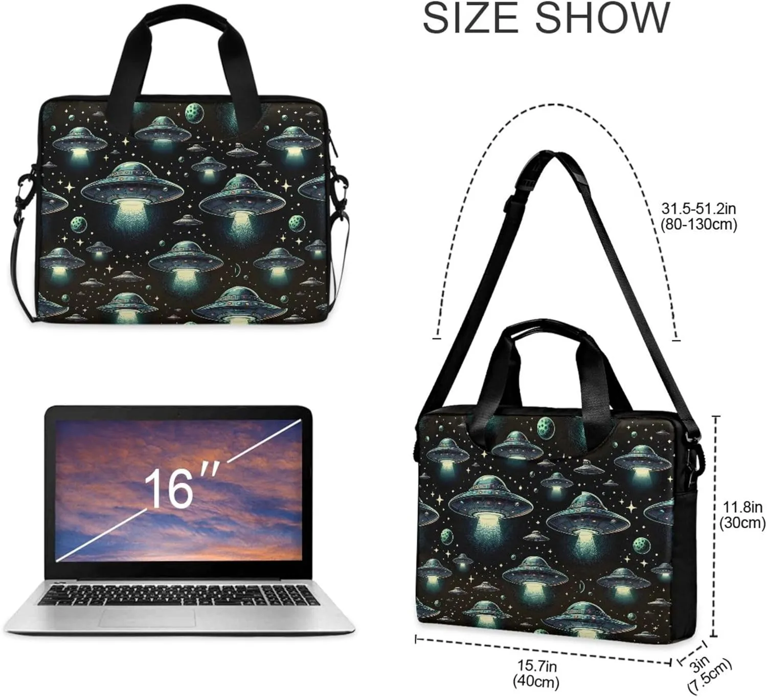 MNSRUU Laptop Bag Women Men Laptop Messenger Bag Space