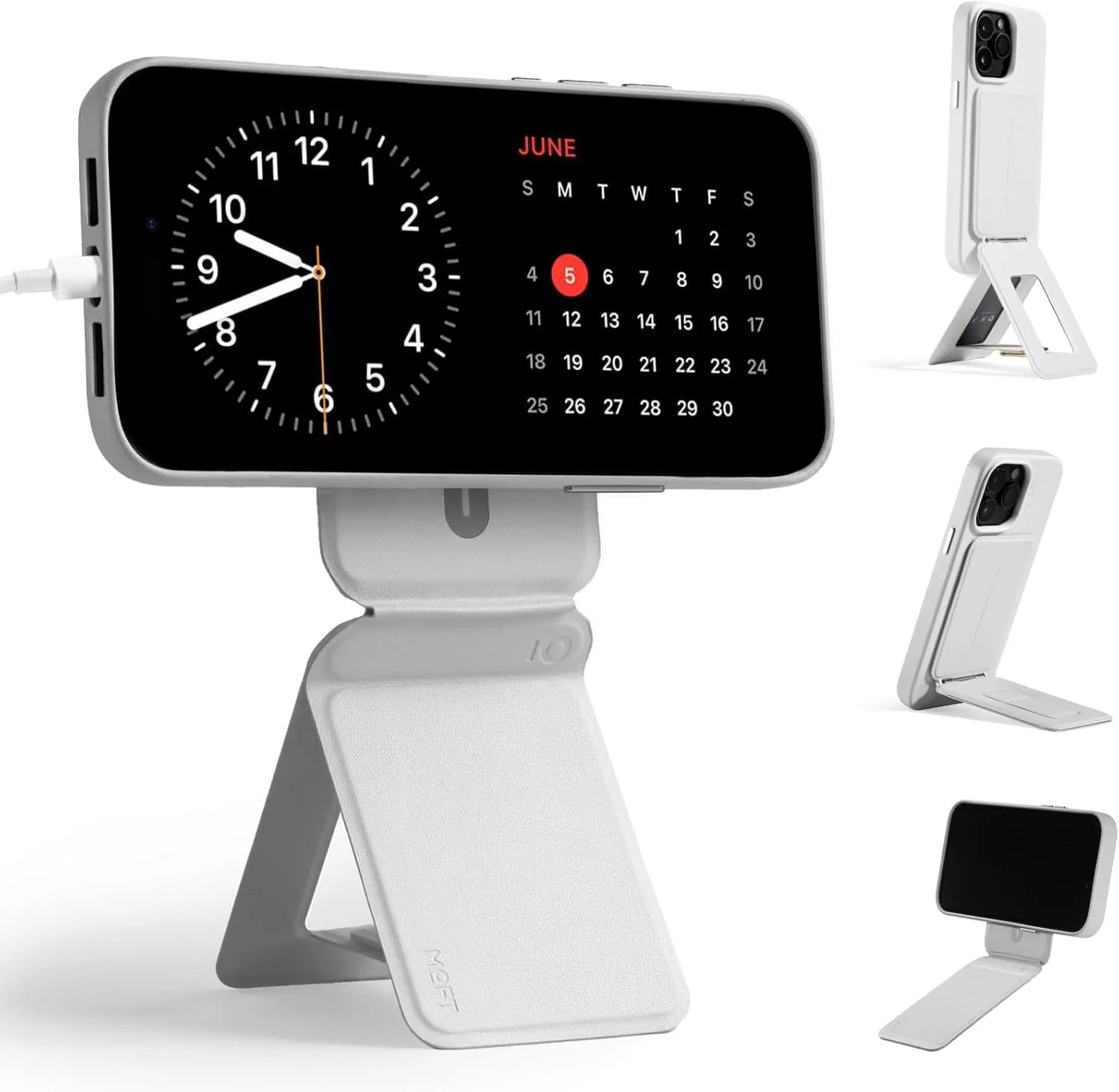 MOFT Phone Tripod Stand Compatible with iPhone 16/15/14/13/12 Series, Angle Adjustment & Strong Magnets MOVAS Vegan Leather Invisible Selfie Stick Tripod, Misty Cove (Without Card Slot)