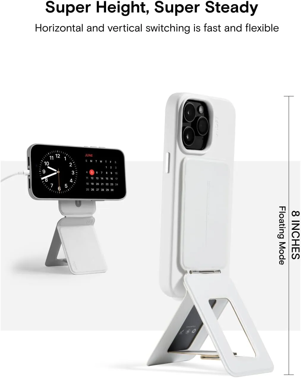 MOFT Phone Tripod Stand Compatible with iPhone 16/15/14/13/12 Series, Angle Adjustment & Strong Magnets MOVAS Vegan Leather Invisible Selfie Stick Tripod, Misty Cove (Without Card Slot)