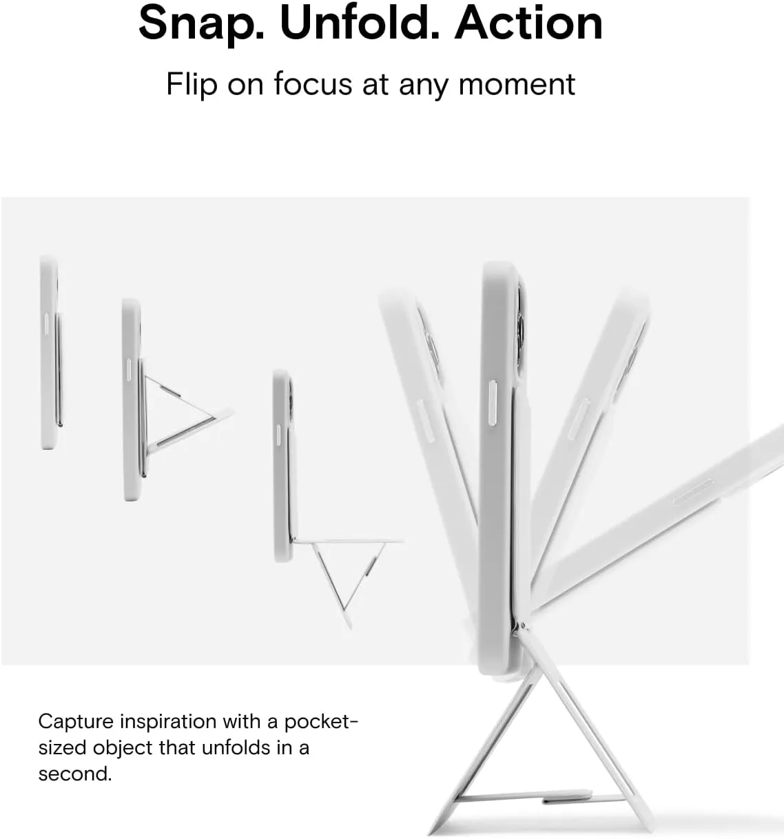 MOFT Phone Tripod Stand Compatible with iPhone 16/15/14/13/12 Series, Angle Adjustment & Strong Magnets MOVAS Vegan Leather Invisible Selfie Stick Tripod, Misty Cove (Without Card Slot)