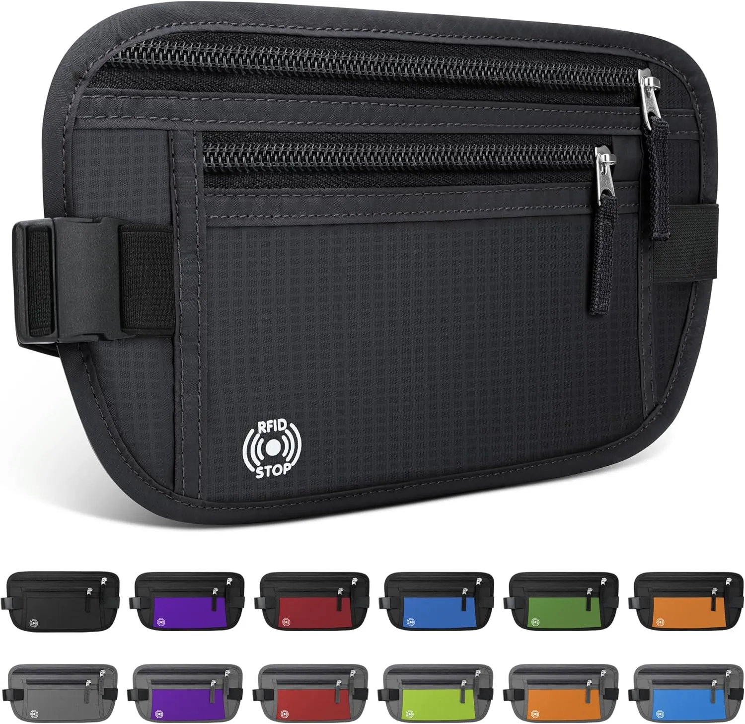Money Belt for Travel, Slim Passport Holder RFID Blocking Hidden Wallet Travel Women Men Anti-theft Money Belt to Protect Cash, Credit Cards for Travel Essentials, Black
