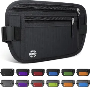 Money Belt for Travel, Slim Passport Holder RFID Blocking Hidden Wallet Travel Women Men Anti-theft Money Belt to Protect Cash, Credit Cards for Travel Essentials, Black