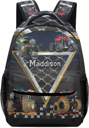 Monster Truck Personalized School Backpack for Kid-Boy/Girl Primary Daypack Travel Bookbag, Option 5, K10255