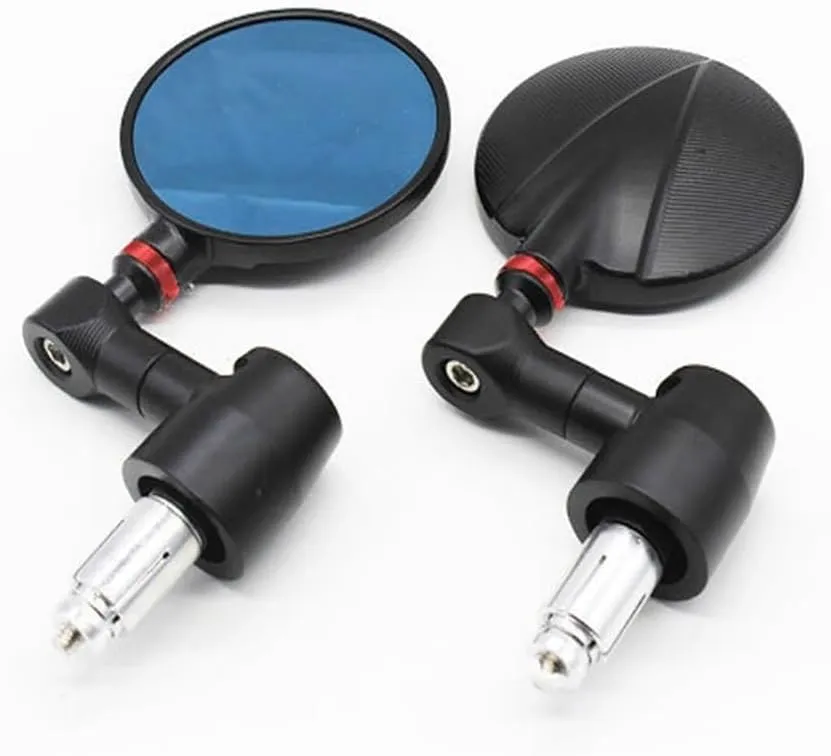 Motorcycle rearview mirror For Nordson 22MM CNC Aluminum Motorcycle Black Round Handle Bar End Rearview Mirrors Racer(Golden ring)