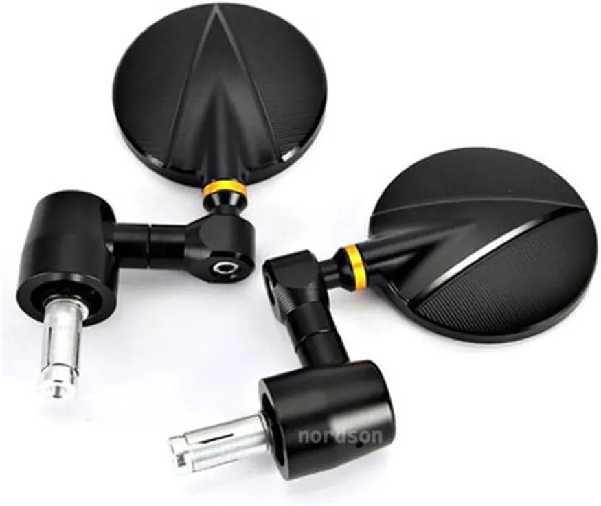 Motorcycle rearview mirror For Nordson 22MM CNC Aluminum Motorcycle Black Round Handle Bar End Rearview Mirrors Racer(Golden ring)