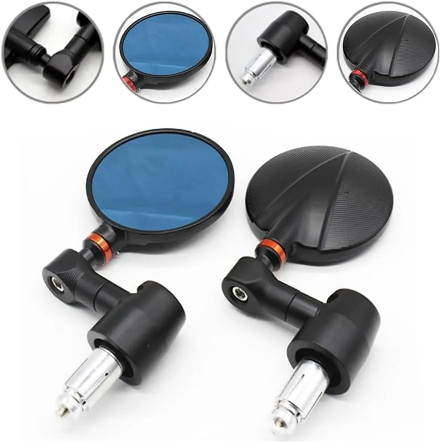 Motorcycle rearview mirror For Nordson 22MM CNC Aluminum Motorcycle Black Round Handle Bar End Rearview Mirrors Racer(Golden ring)