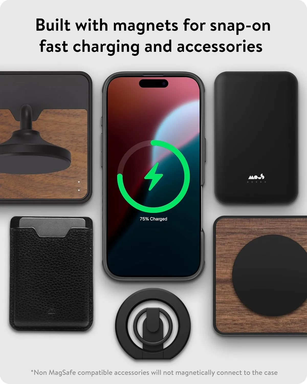 Mous for iPhone 16 Pro Case MagSafe Compatible - Limitless 6.0 - Walnut - Protective Shockproof Phone Cover
