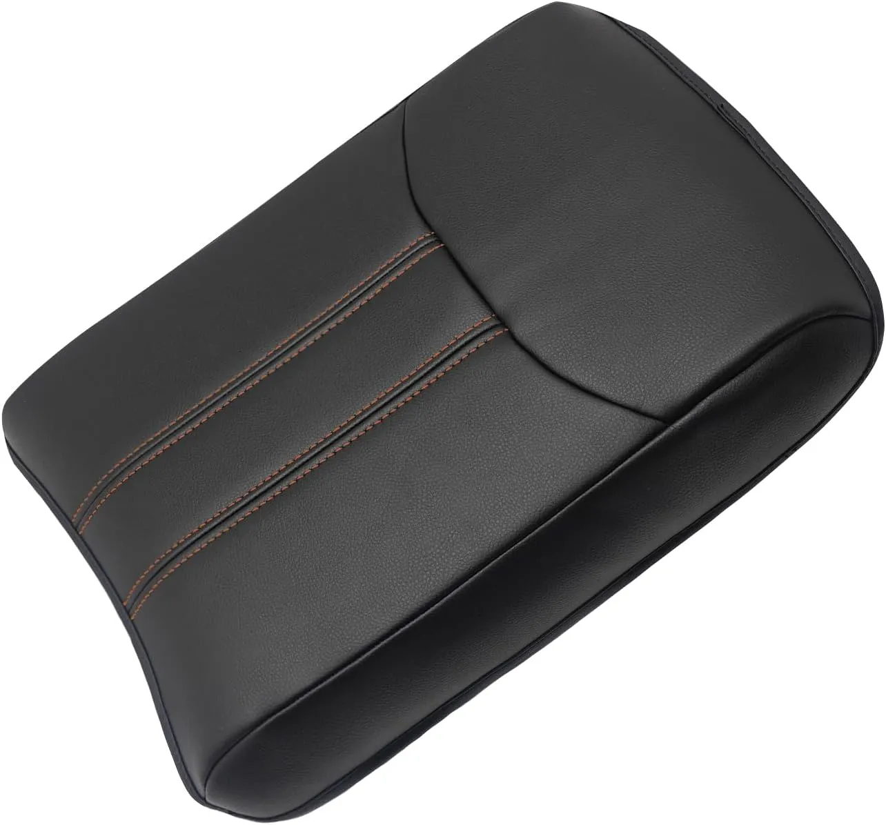 Muslogy Center Console Cover Compatible with Honda Pilot 2023 2024 2025, 2024-2026 Ridgeline/Passport Accessories Armrest Pad Lid Cushion Console Protector Vegan Leather Extra Soft(Black/Orange Trim)