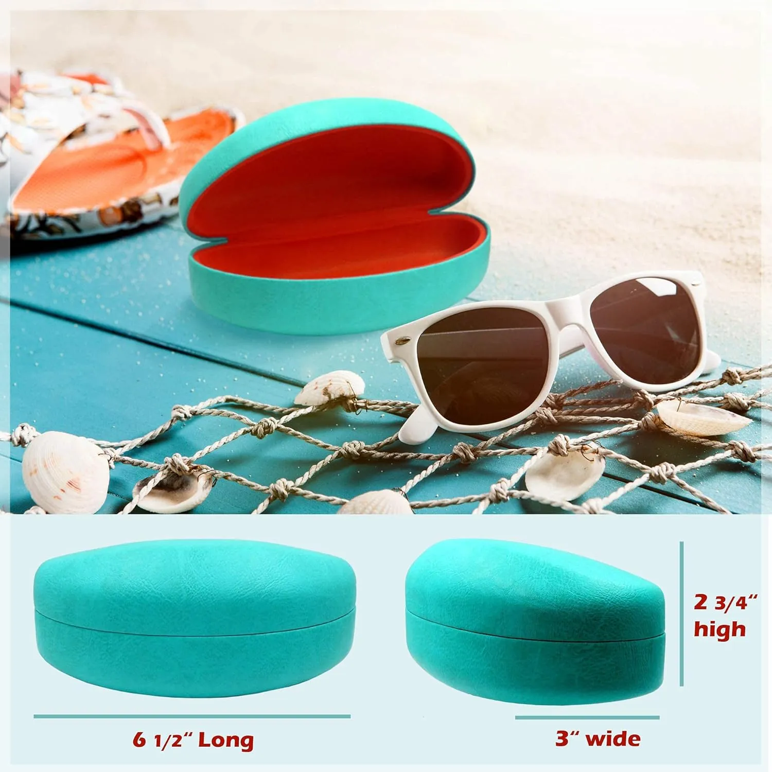 MyEyeglassCase Large Curved Sunglasses Case - Women Hard Shell Glasses Holder - XL Large Eyeglass Case with Pouch &Cloth