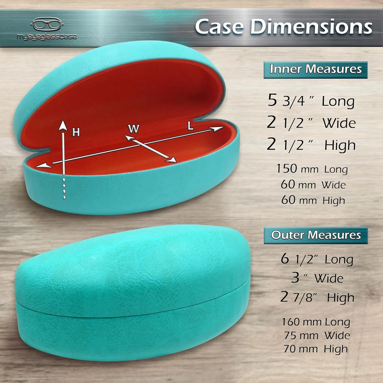 MyEyeglassCase Large Curved Sunglasses Case - Women Hard Shell Glasses Holder - XL Large Eyeglass Case with Pouch &Cloth