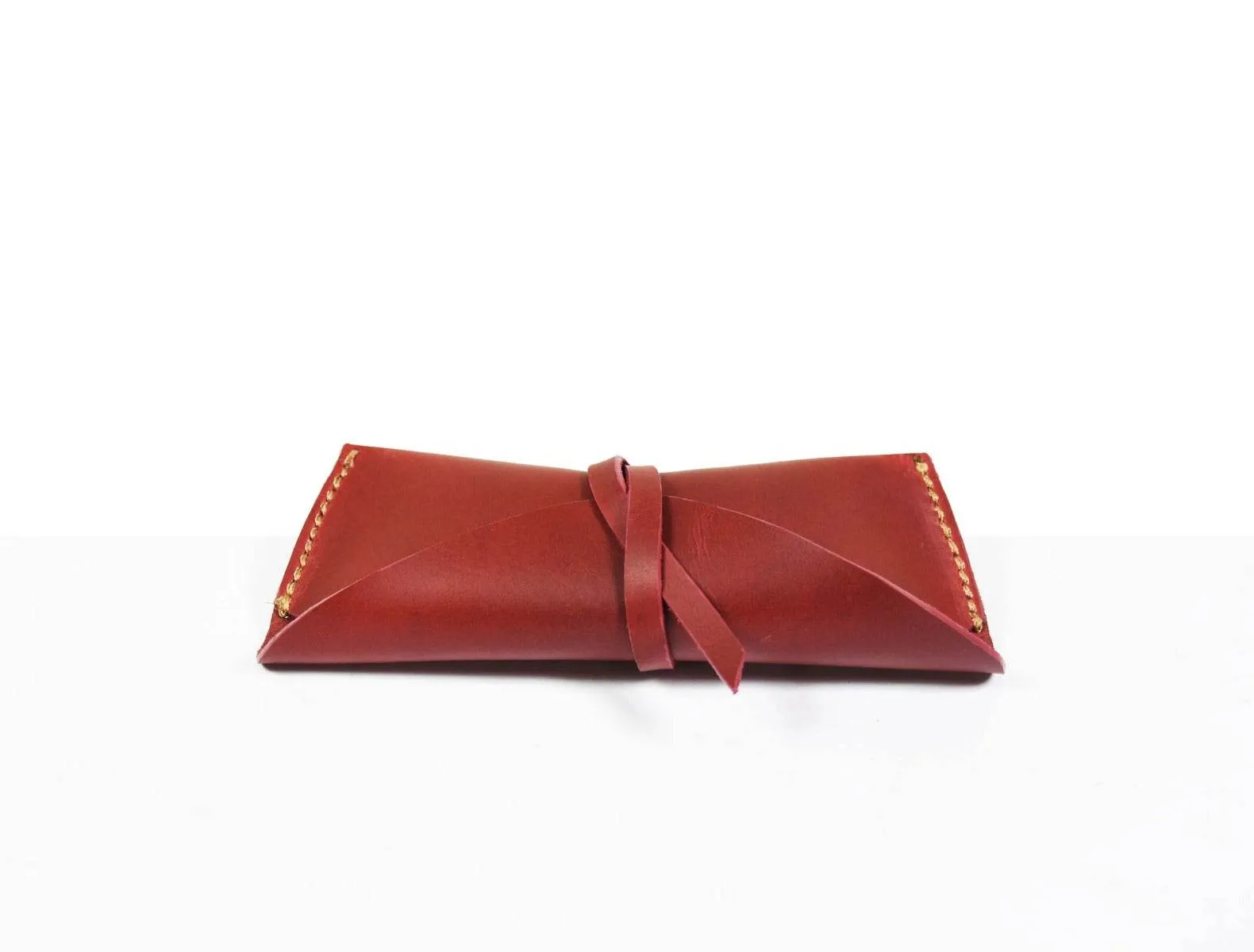 Nantes Leather Eyewear Case - Distressed Red