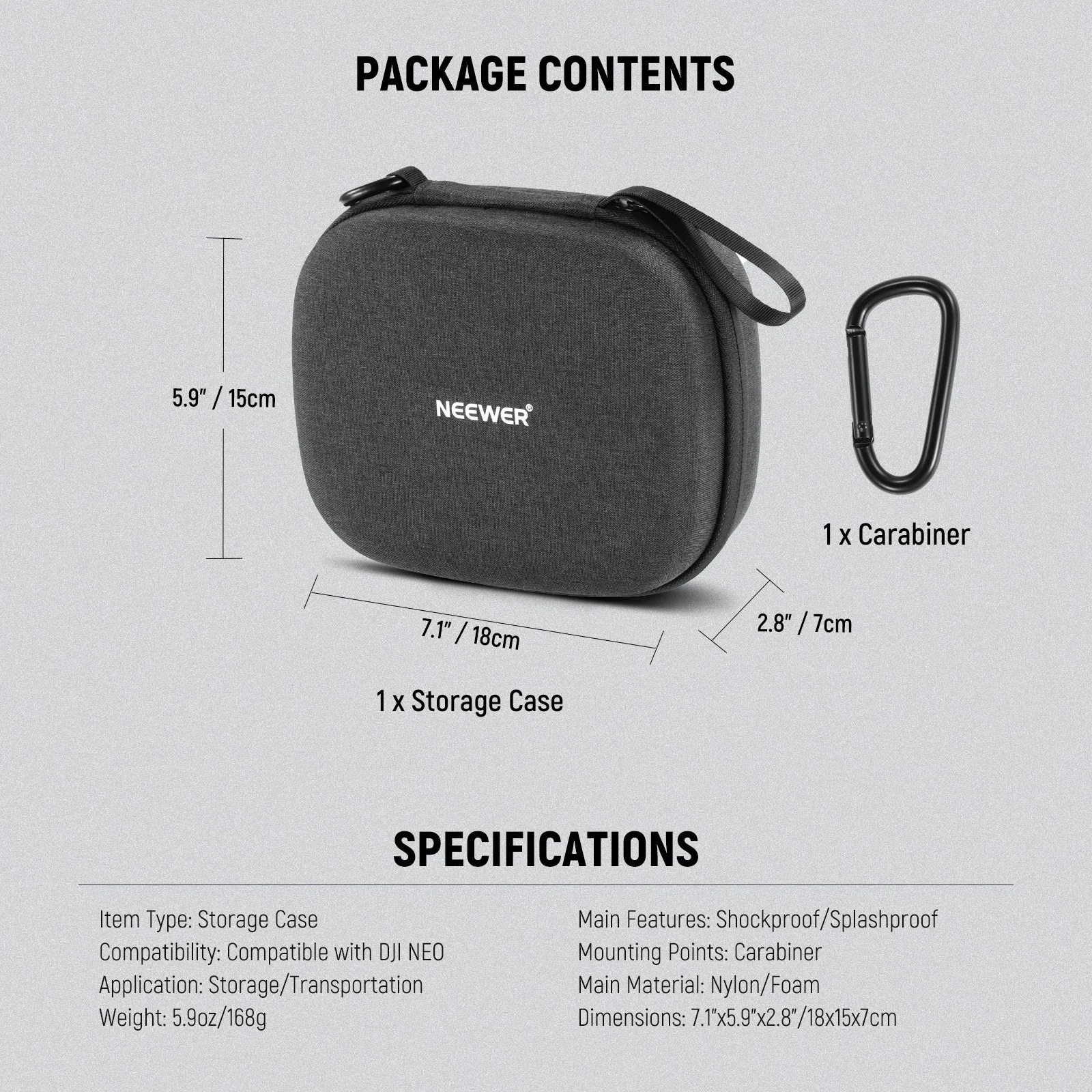 NEEWER PB9 Splashproof Shockproof Storage Hard Case For DJI NEO