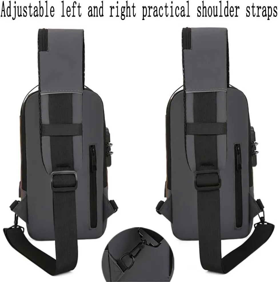 New Carbon Fiber Streamline Anti-theft Sling Bag, Carbon Fiber Sling Bag,Crossbody Backpack USB Waterproof Chest Daypack (Gray)