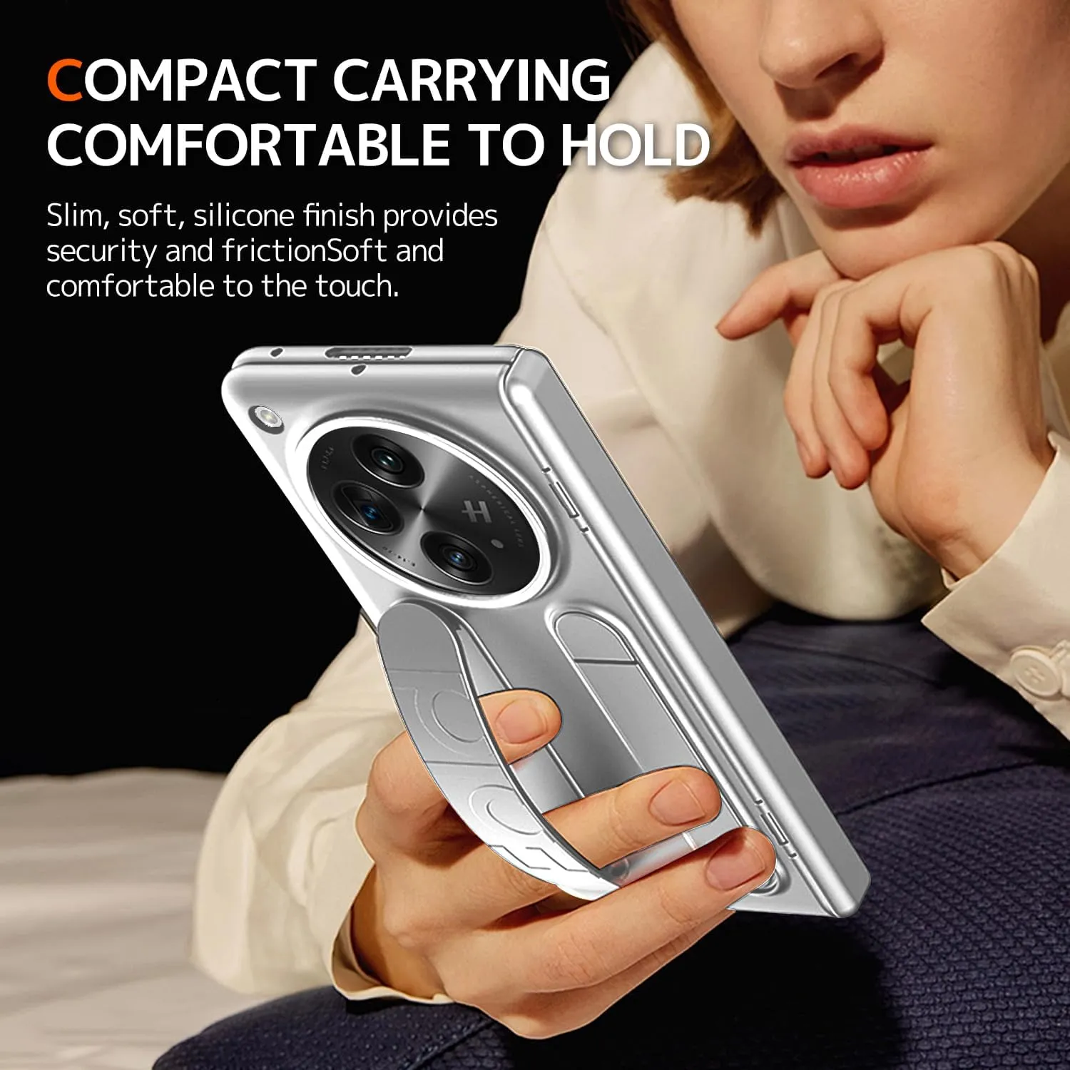 NINKI for OnePlus Open Phone Case with Strap,Slim All-Inclusive Screen Protector Stand Cover for OnePlus Open Cases with Strap Men,Kickstand Cover for OPPO Find N3 Fold Case with Hinge Protection Gray