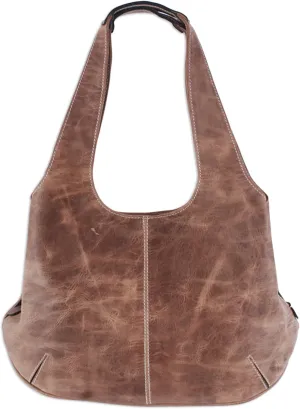 NOVICA Handmade Leather Hobo Handbag Women's from Mexico 'Urban Caramel'