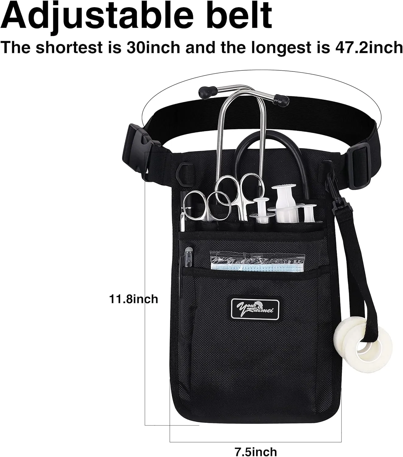 Nurse Fanny Pack for Work,Kit Practical Waist Bag for Nurses,Fanny Pack for Basics,Nurse Utility Belt Organizer Bag (Black)