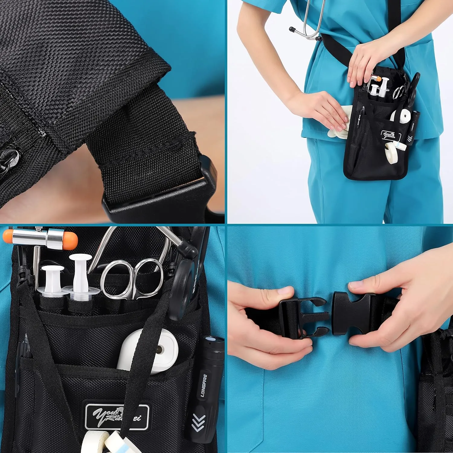 Nurse Fanny Pack for Work,Kit Practical Waist Bag for Nurses,Fanny Pack for Basics,Nurse Utility Belt Organizer Bag (Black)