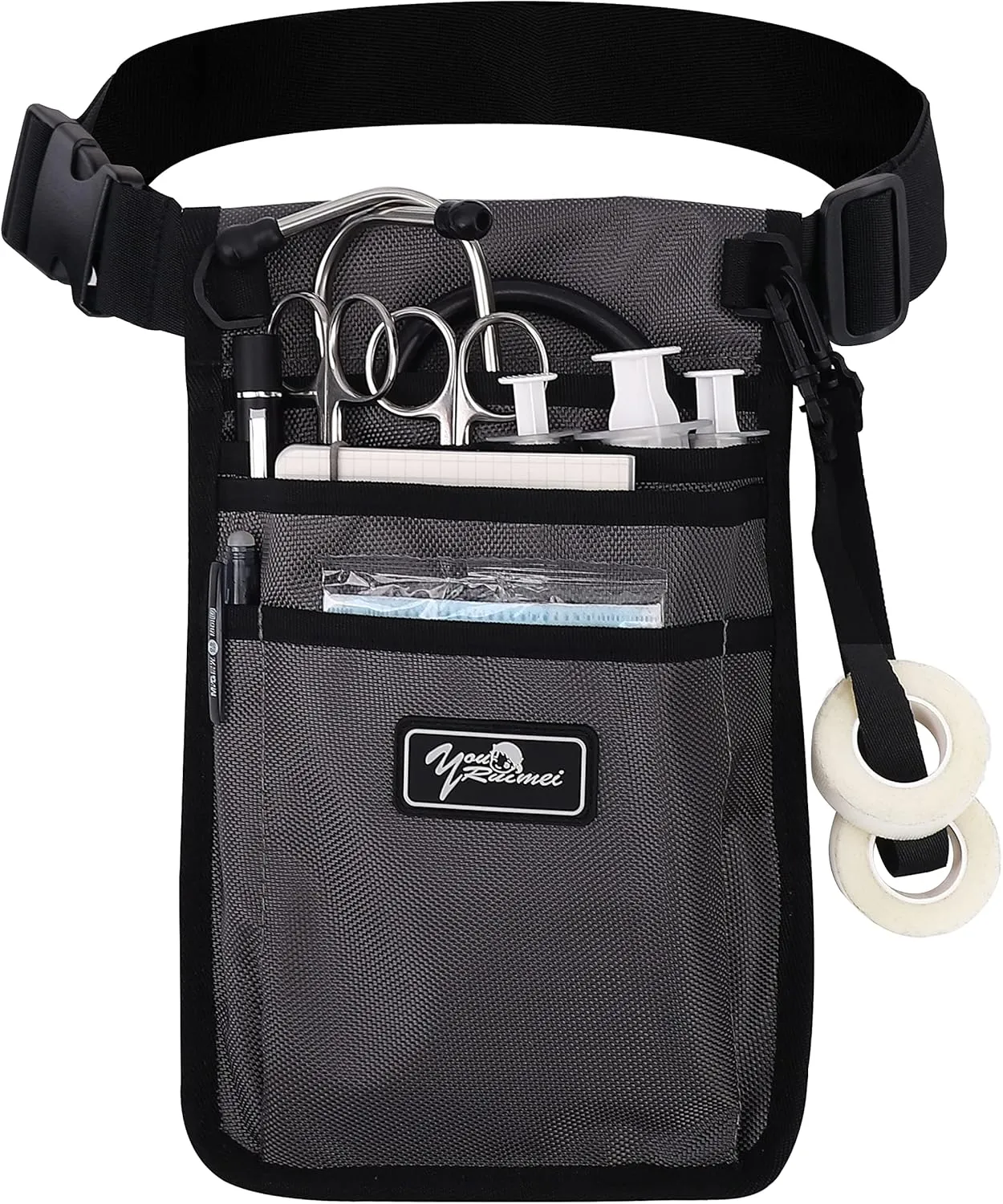Nurse fanny pack Nurse Fanny Pack for Work Kit Practical Waist Bag for Nurses Fanny Pack for Basics Nurse Utility Belt Organizer Bag (YR-HS-S-Grey)