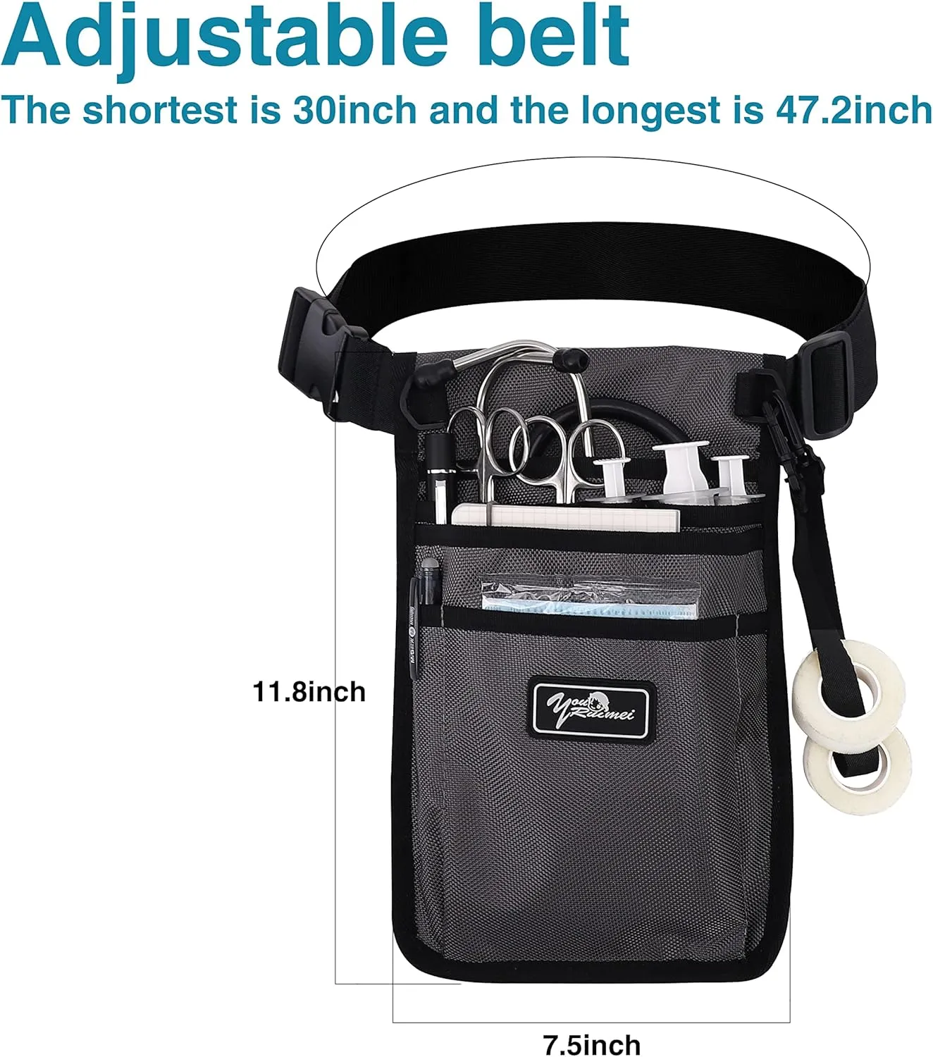Nurse fanny pack Nurse Fanny Pack for Work Kit Practical Waist Bag for Nurses Fanny Pack for Basics Nurse Utility Belt Organizer Bag (YR-HS-S-Grey)