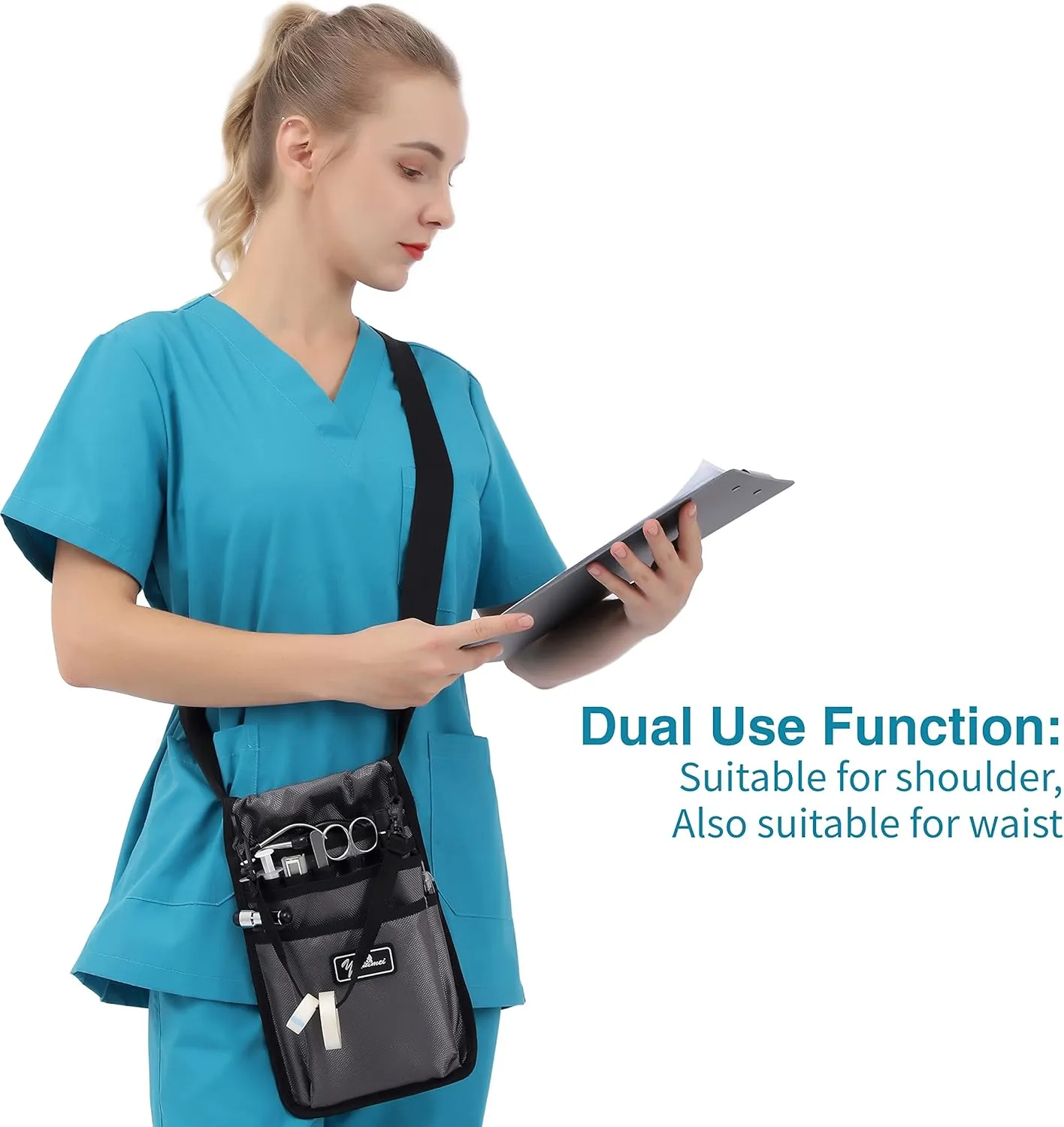 Nurse fanny pack Nurse Fanny Pack for Work Kit Practical Waist Bag for Nurses Fanny Pack for Basics Nurse Utility Belt Organizer Bag (YR-HS-S-Grey)
