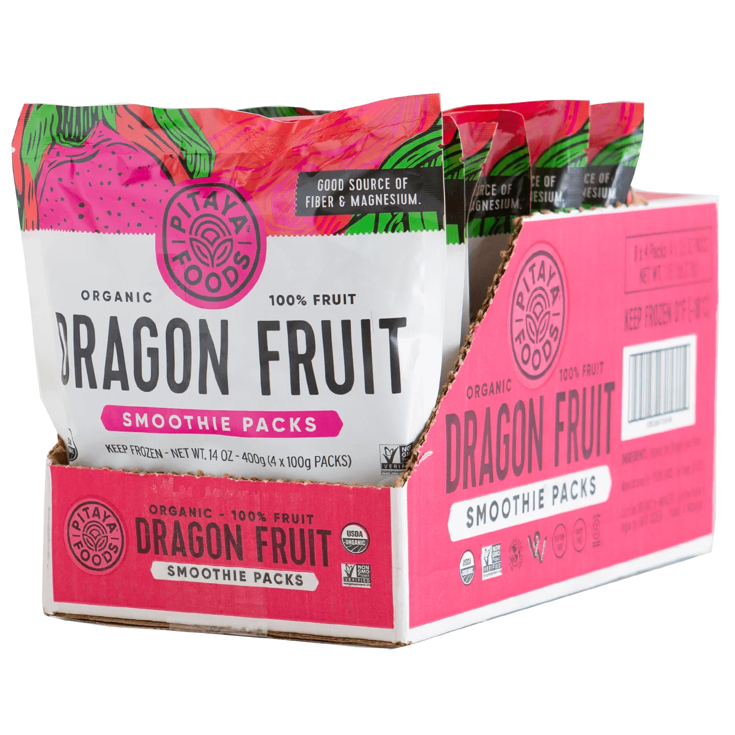 Organic Dragon Fruit Smoothie Packs Case