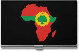 Oromo Flag on Africa Map Metal Business Card Holder Pocket Name Card Case Wallet Credit Card ID Case for Men Women