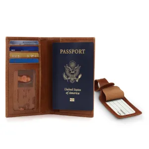 Otto Angelino Real Leather Passport Wallet - RFID Blocking and Baggage Tag - Unisex