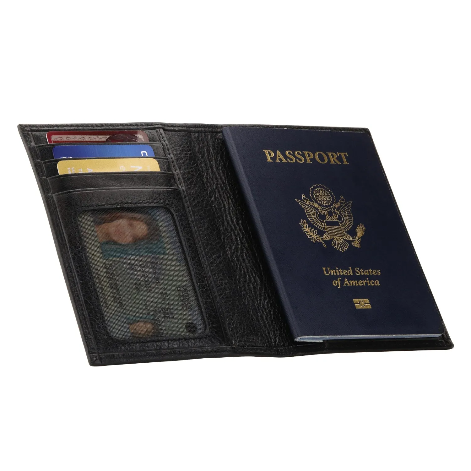 Otto Angelino Real Leather Passport Wallet - RFID Blocking and Baggage Tag - Unisex