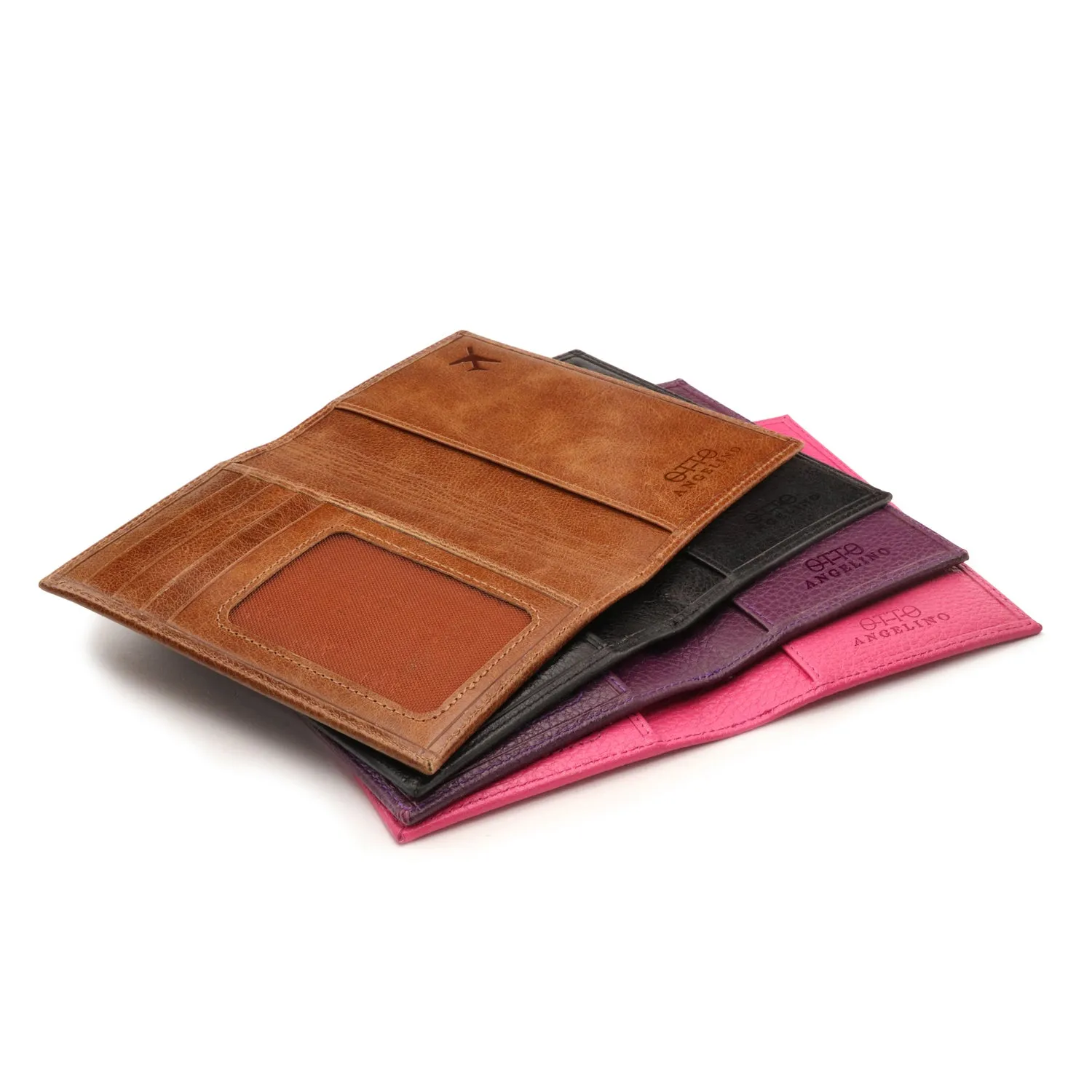 Otto Angelino Real Leather Passport Wallet - RFID Blocking and Baggage Tag - Unisex