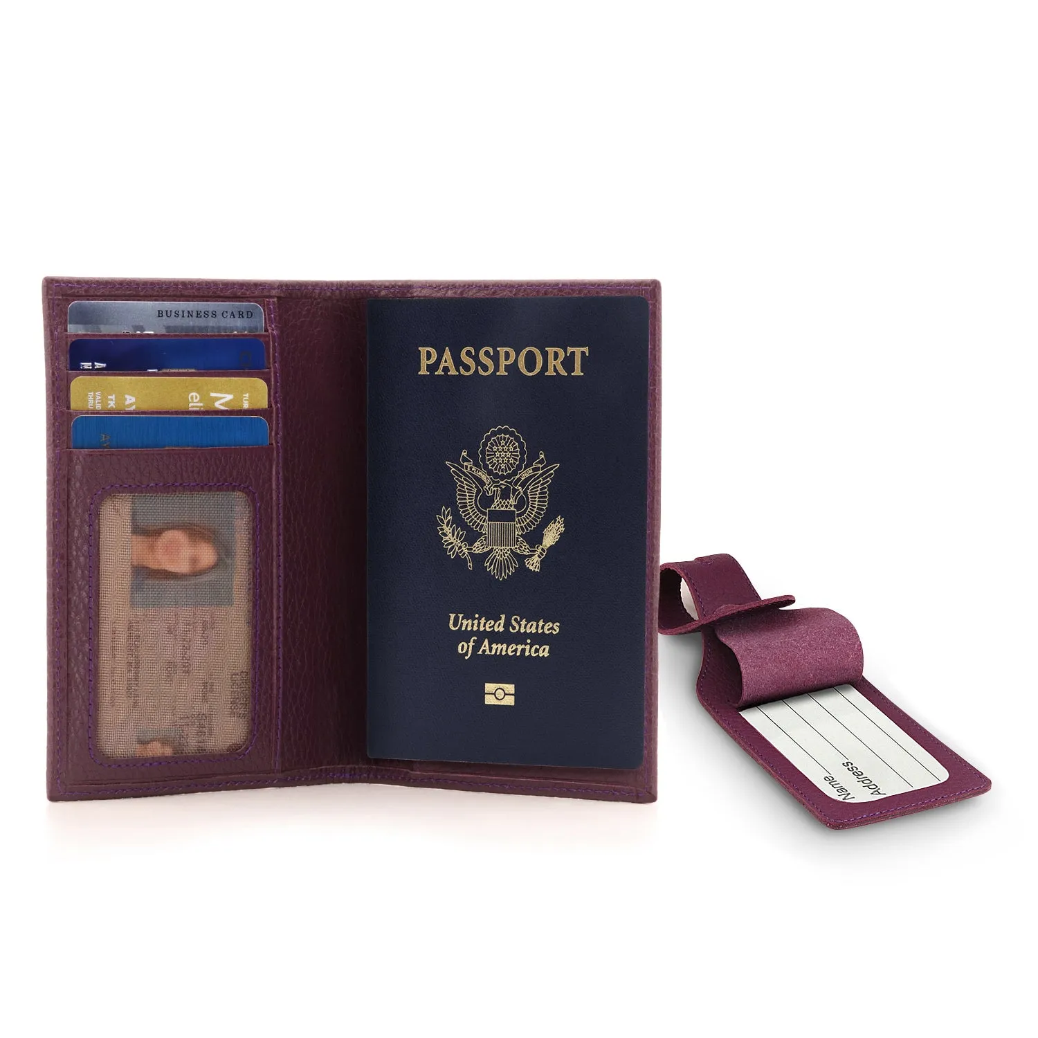 Otto Angelino Real Leather Passport Wallet - RFID Blocking and Baggage Tag - Unisex