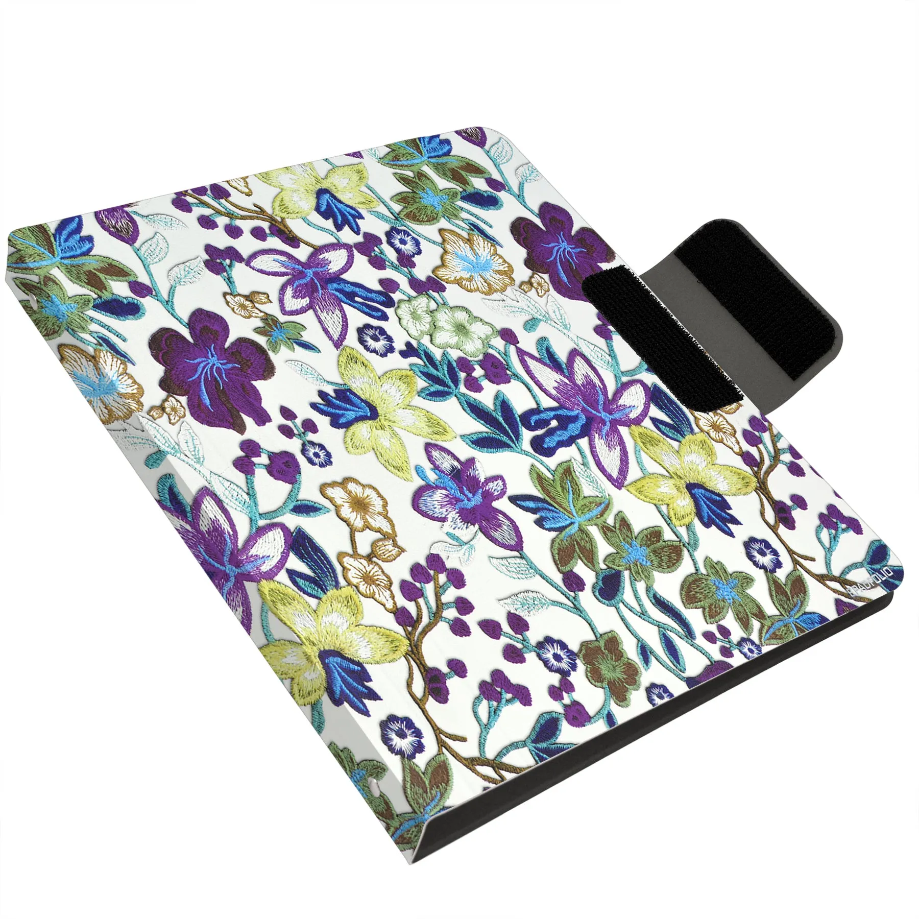Padfolio Ring Binder with Expanded Document Bag, Flower Texture PU Leather Organizer Portfolio with 4-Ring Binder and Clipboard