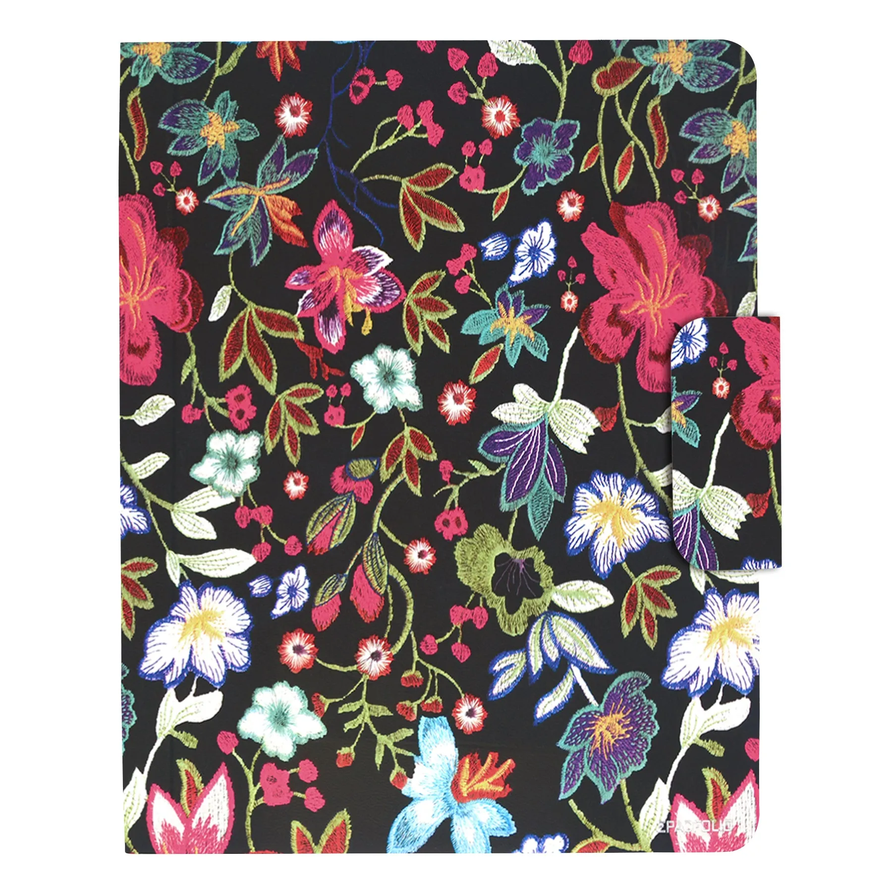Padfolio Ring Binder with Expanded Document Bag, Flower Texture PU Leather Organizer Portfolio with 4-Ring Binder and Clipboard