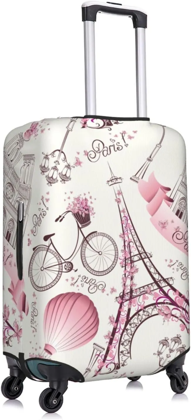 Paris Eiffel Tower Luggage Suitcase Covers Elastic Washable Romantic Travel Luggage Protector Travel Suitcase Protective Cover For Kid And Adult, S (Fit 18-21 Inch Luggage)
