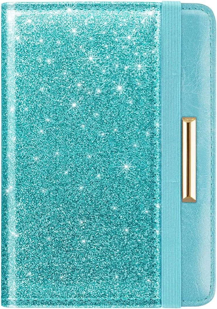Passport Holder Cover Travel RFID Blocking Passport Cover Rose Gold Cute Flowers Passport Wallet with Elastic Band for Women
