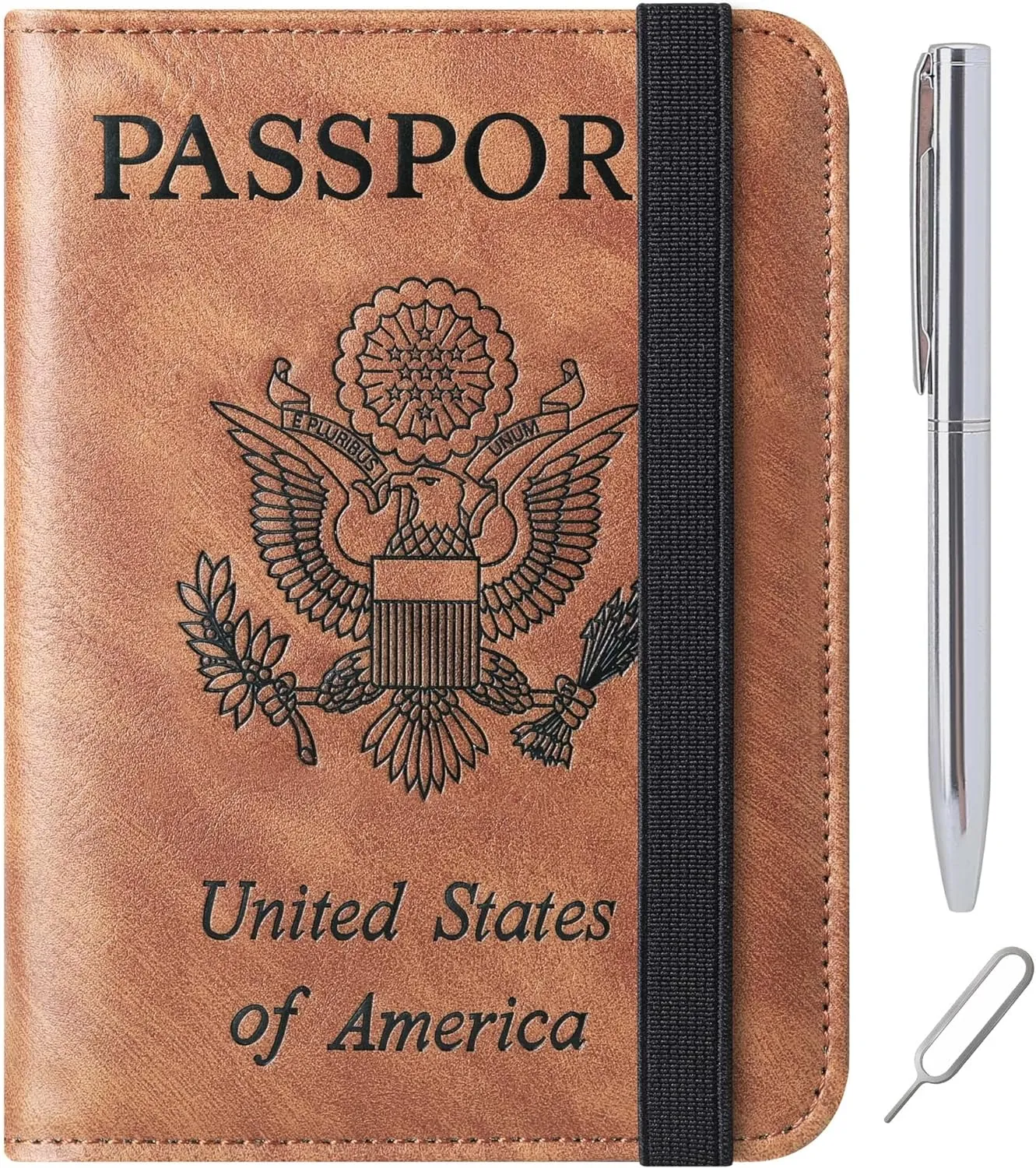 Passport Holder Cover Wallet Travel Essentials Leather Rfid Blocking Case Vacation Luggage Must Haves Travel Accessories for Men Women (116#Brown)
