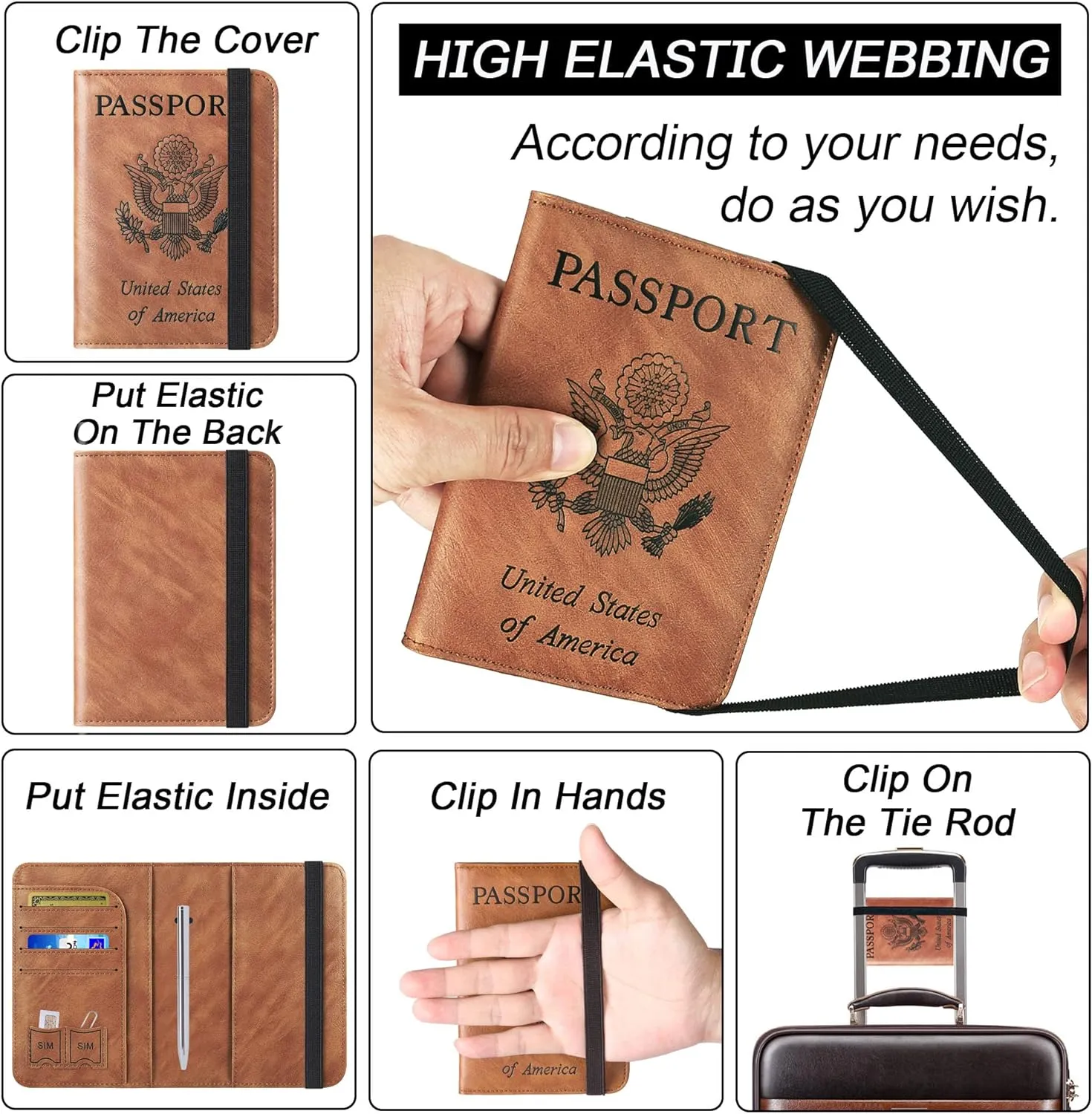 Passport Holder Cover Wallet Travel Essentials Leather Rfid Blocking Case Vacation Luggage Must Haves Travel Accessories for Men Women (116#Brown)