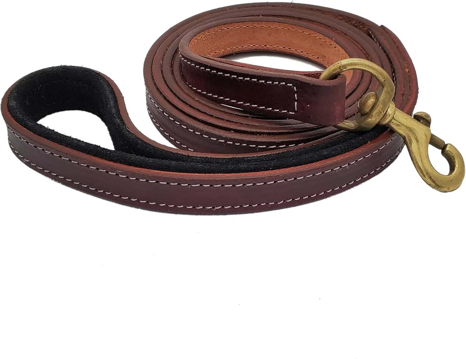 Pawficer Heavy Duty 6 ft Thick Bridle Leather Dog Leash with Soft Suede Leather Padded Handle and Laser Engraved Personalized Name (6 Ft, Cherry: with Engraved Name)