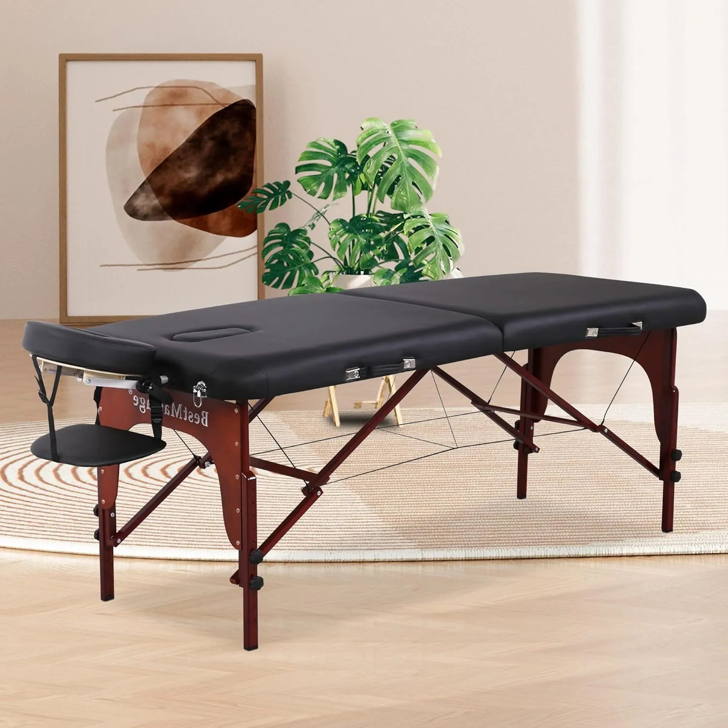PayLessHere Massage Bed Portable Massage Table 77" L 28" W 2" THK Lash Bed 2 Folding Heigh Adjustable PU Leather Spa Table with Oxford Bag for Spa Footmassage Facial CareSpa Tattoo