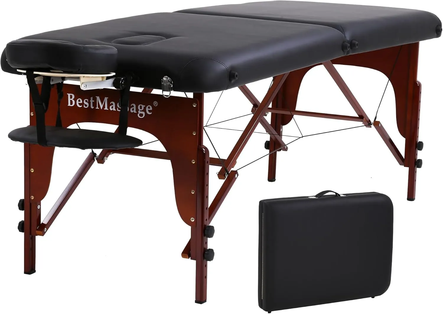 PayLessHere Massage Bed Portable Massage Table 77" L 28" W 2" THK Lash Bed 2 Folding Heigh Adjustable PU Leather Spa Table with Oxford Bag for Spa Footmassage Facial CareSpa Tattoo
