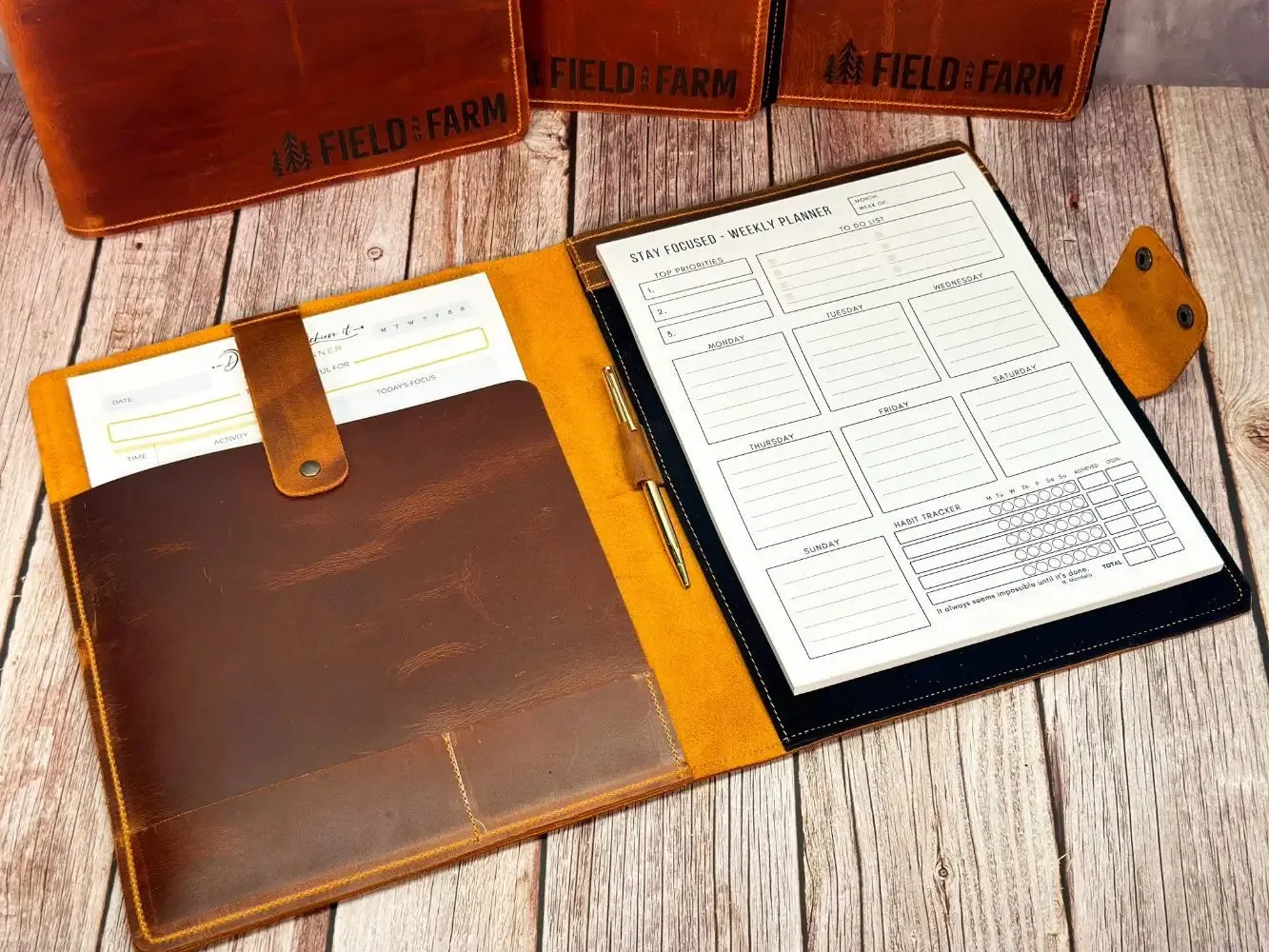 Personalized Leather Portfolio with Notepad & Planner
