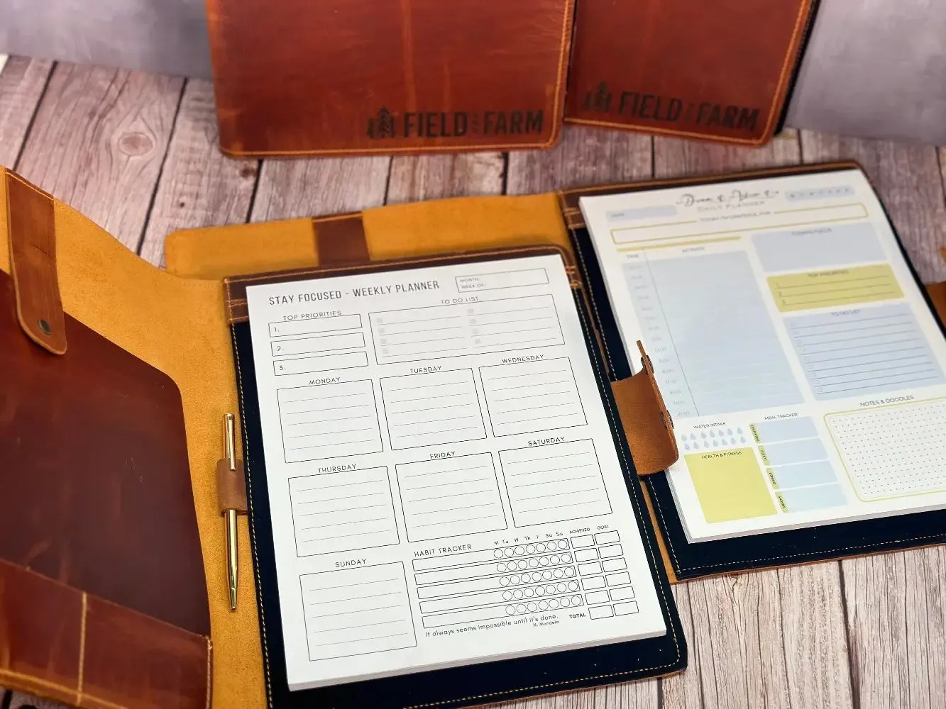 Personalized Leather Portfolio with Notepad & Planner