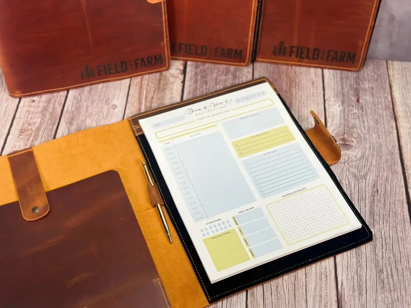 Personalized Leather Portfolio with Notepad & Planner