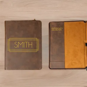 Personalized Leather Portfolios - Black & Rustic Signature Designs