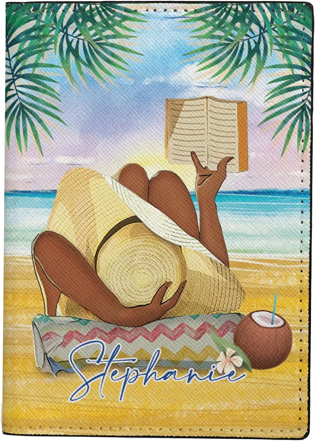 Personalized Name Beach Leather Passport Wallet Fun Unique Gift for Traveler Custom Travel Accessory Passport Holder Gift for Girl Traveling Lover 20
