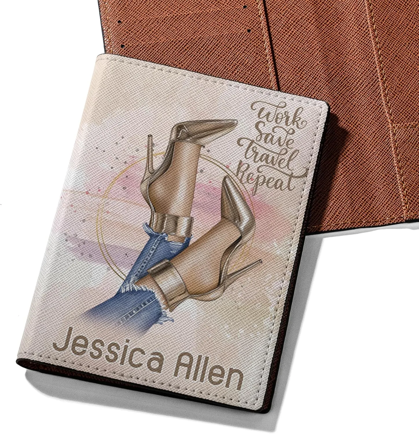 Personalized Name Travel Girl Work Hard Travel HardLeather Passport Wallet Fun Unique Gift for Traveler Custom Travel Accessory Passport Holder Gift for Girl Traveling Lover 28