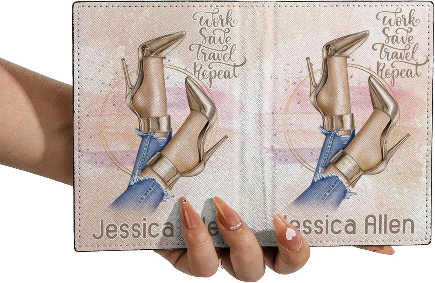 Personalized Name Travel Girl Work Hard Travel HardLeather Passport Wallet Fun Unique Gift for Traveler Custom Travel Accessory Passport Holder Gift for Girl Traveling Lover 28